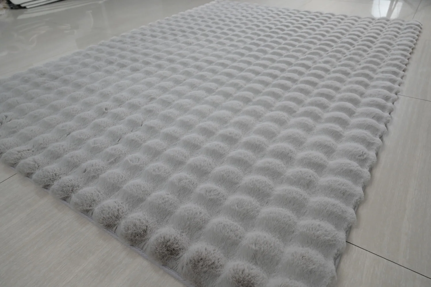 Pop Design Cream Color 3D Faux Rabbit Fur Rugs and Center Carpet for Living room