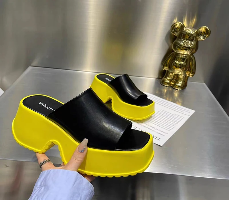 2024 Latest Platform Sandals For Women Yellow Open Toe Wedges Women Shoes Goth Punk Sandals Shoes Summer Beach Slippers