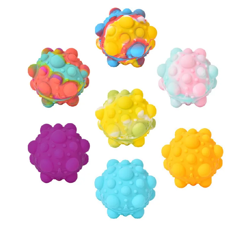 Silicone Stress Relief Multiple Color Optional Anxiety Push Bubble Sensory Educational Pop Stress Fidget Ball Toy