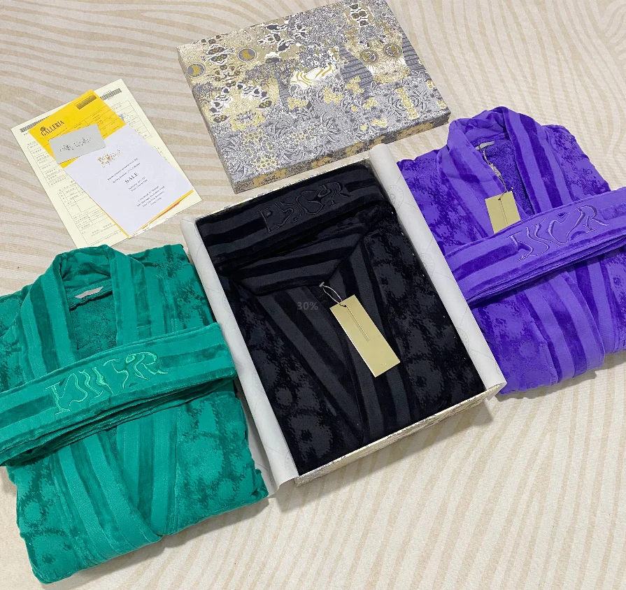 Зима 100% хлопок роскошный бренд D Чистый хлопок одежда для сна банный Халат