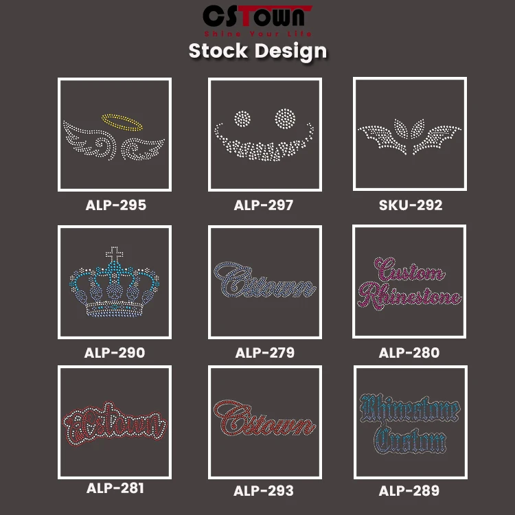 Wholesale Designs Rhinestone Transfer Custom Letters Logo Iron on Rhinestone Transfer