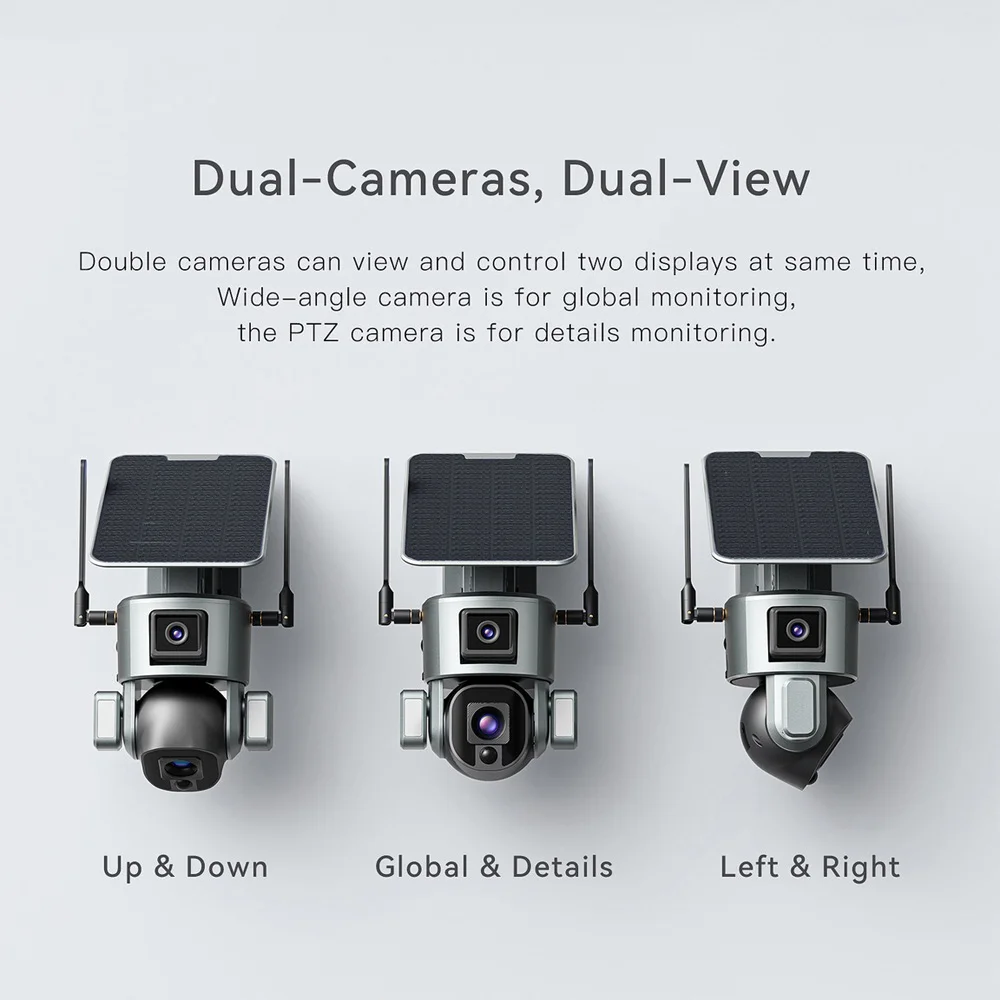 TUYXCIE Ultra HD 4k SIM Solar Camera AI Trail Outdoor 10x Optical Zoom Security Camera PTZ Network Camera Color Night Vision
