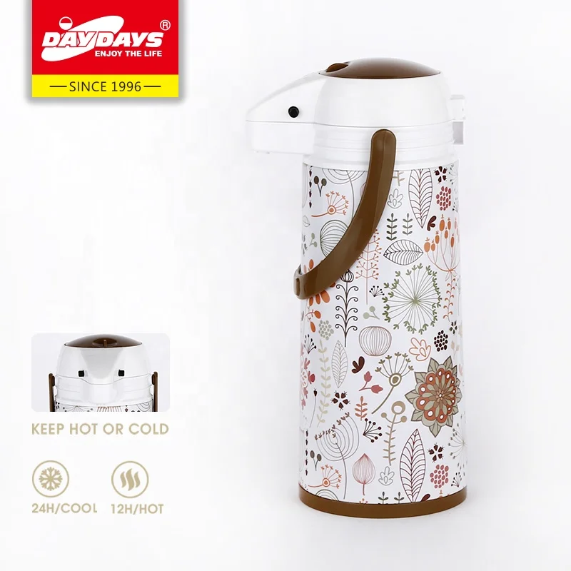 SUNLIFE 1900ml High Quality Food Grade Iron Body Air Pump Pot Thermo Glass Vacuum Jug