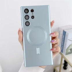 Wholesale Luxury Matte Magnetic Wireless Charger phone case for Samsung S23 Ultra S22 Plus S21 fundas Shockproof soft back cover