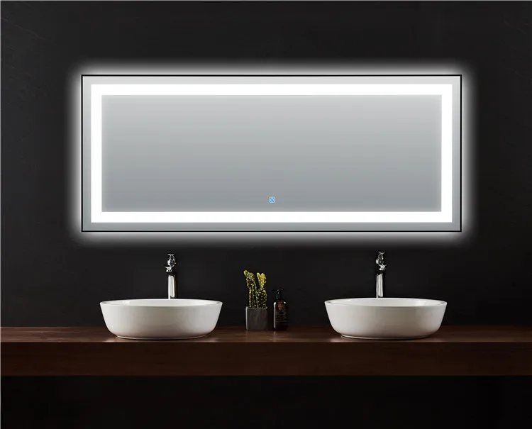 Hotel Illuminated Bathroom Mirrors Silver Bathroom Mirror with Led Lights