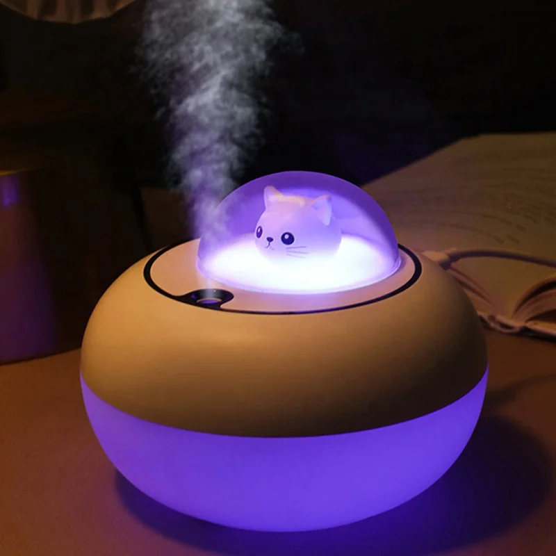 cute cat atmosphere lamp ultrasonic round desk humidifier