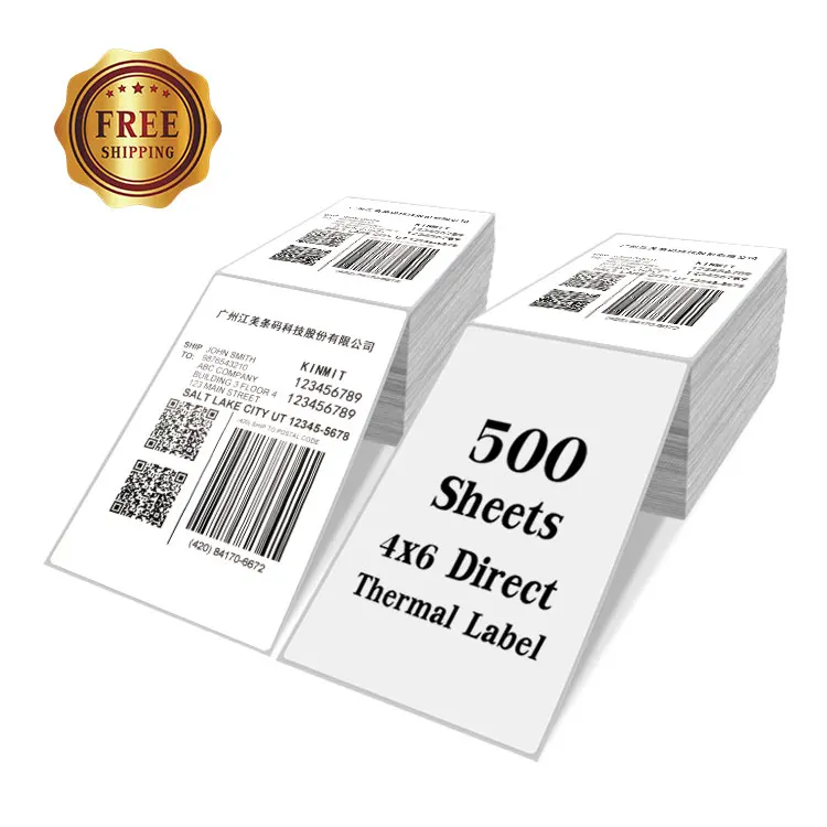 Самоклеящаяся печать штрих-кода Zebra 4x6, прямая печать, Термотрансферная этикетка, наклейки в рулонах, Упаковочная этикетка для доставки