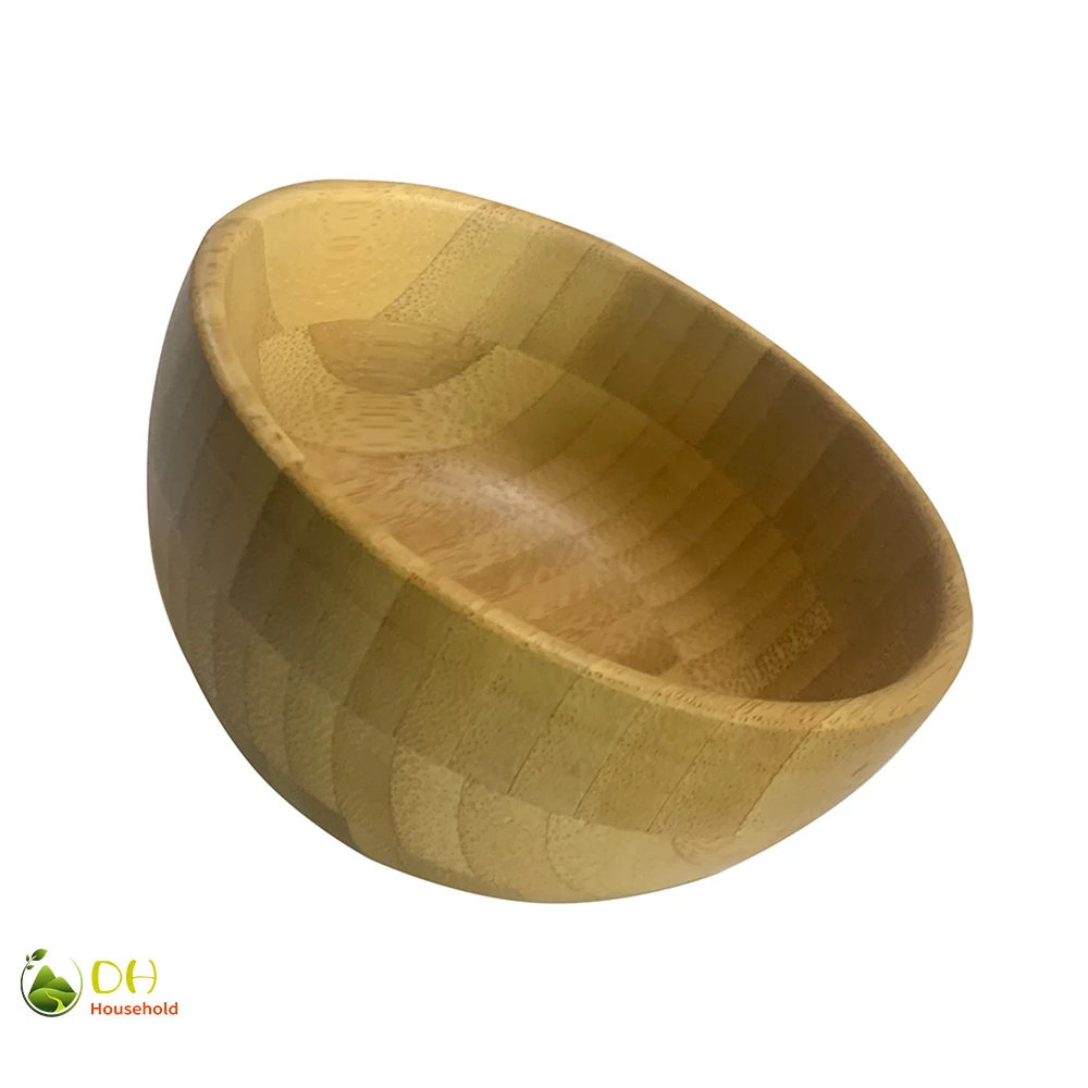 Bamboo Wood Salad Bowl Serving Bowl for Fruits Natural Bamboo Serving Dish Dinnerware Bamboo Salad Hands  Server Set