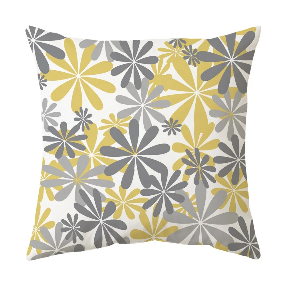 Throw Pillow Covers Gray and Yellow Couch Sofa Decorative Pillow Cases Cushion Square 18x18 Inches Pillowcases