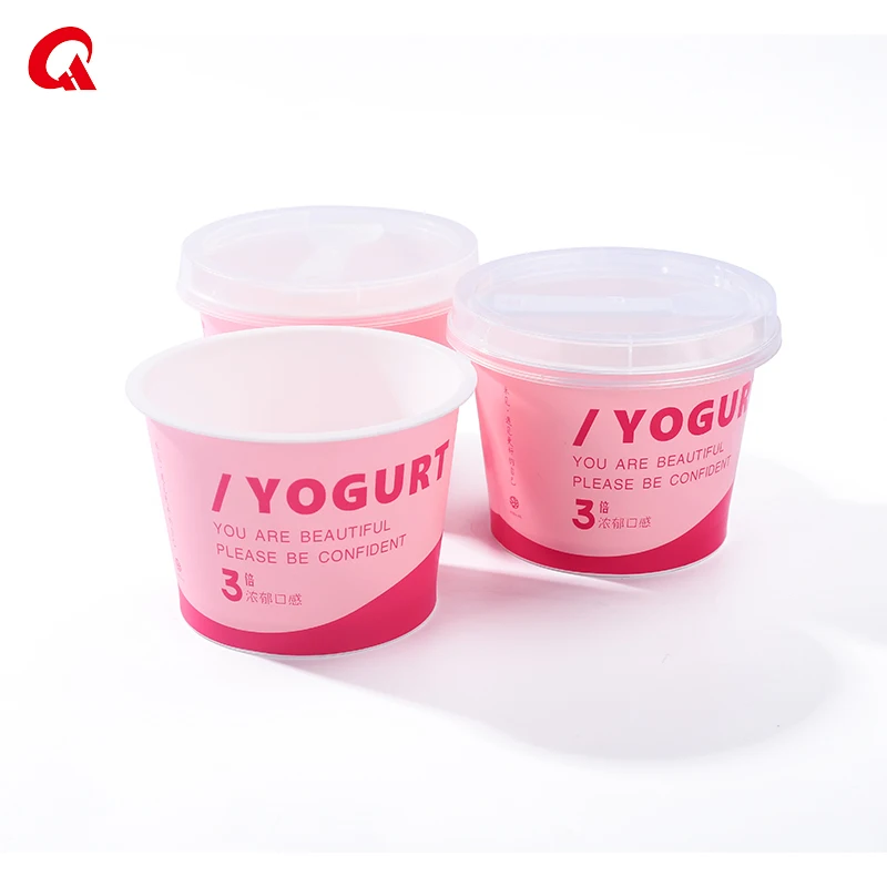 7oz/200ml wholesale food grade IML PP  plastic cup with lid and spoon for ice cream or yogurt