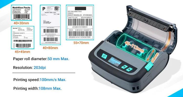 Xprinter High Print Speed Competitive 4x6 Mobile Printer Portable Printer For Mobile Phone XP-P441B Mini Portable Printer
