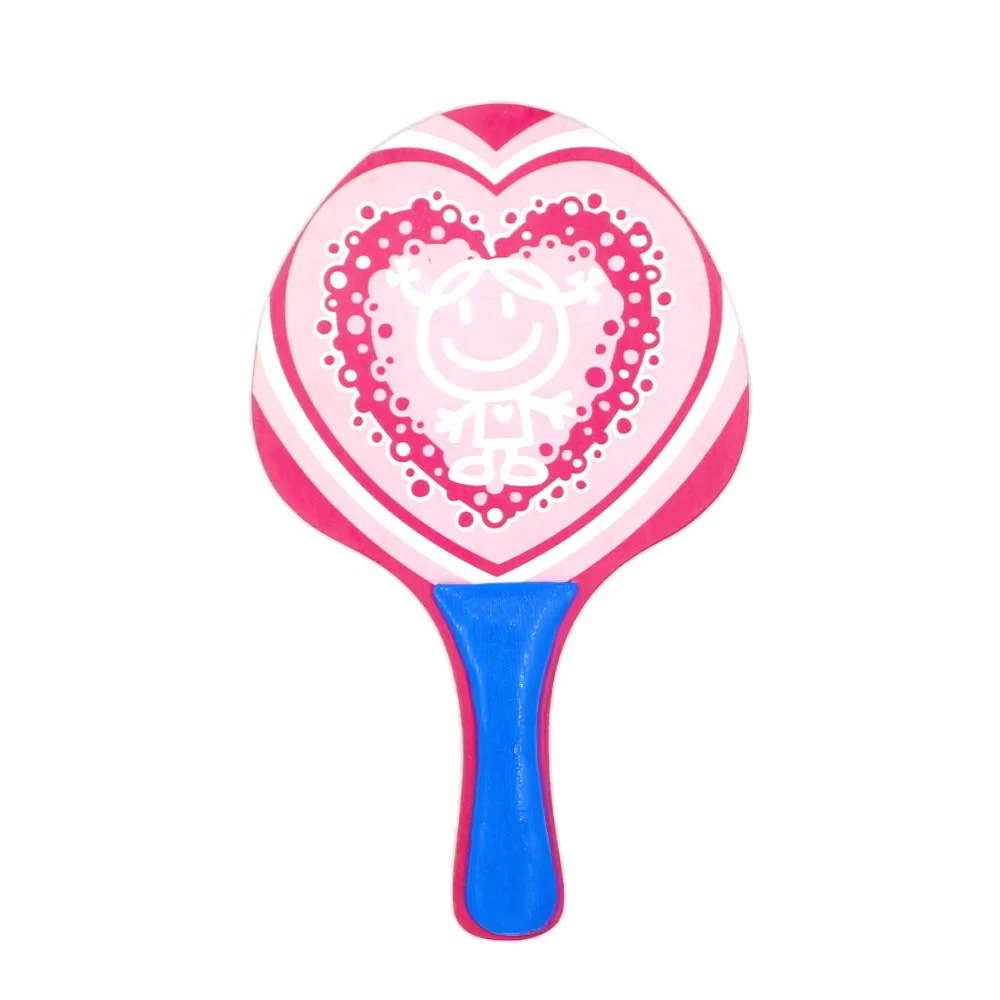 
Paddle Ball Game with Net Bag -Pink girl- Indoor Outdoor Toy - Play at The Beach, Lawn or Backyard - 2 Wooden Racquets - 2 Ball 