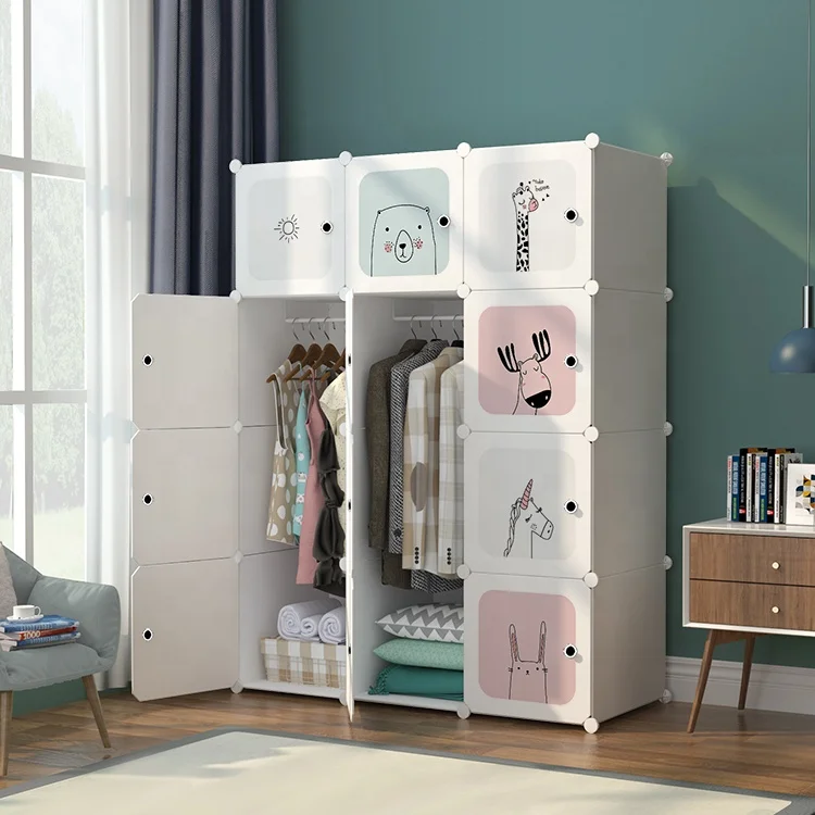 Cartoon design kids toy wardrobe with door