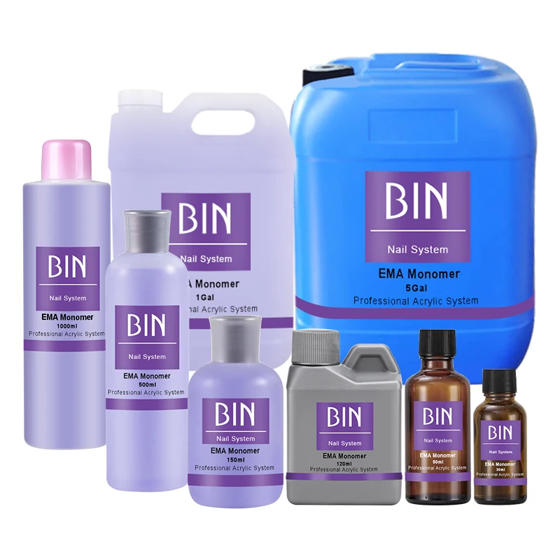 BIN factory wholesale Private Label 1 gallon 1000ml 500ml 150ml Professional EMA Monomer Acrylic Nail Liquid For Acrylic Powder