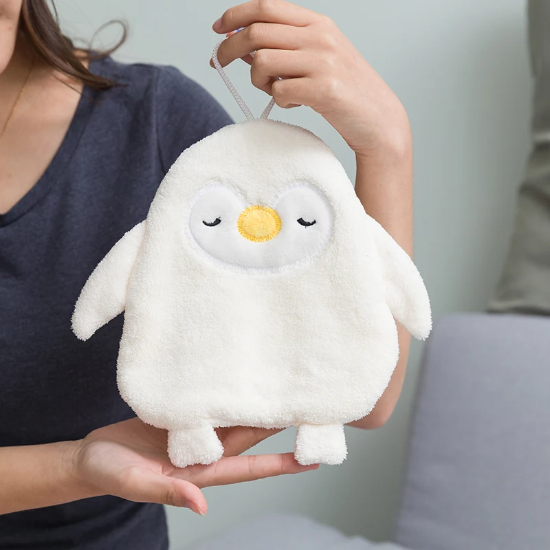 Customized Soft Plush mini Cartoon Hand Towel 30*40cm Coral Fleece Hang Hand Towel