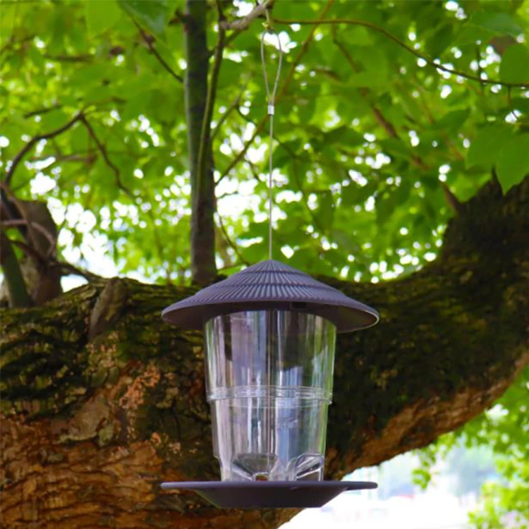 Transparent Plastic Wild Bird Feeder For Small Birds With 5 Feeding Ports