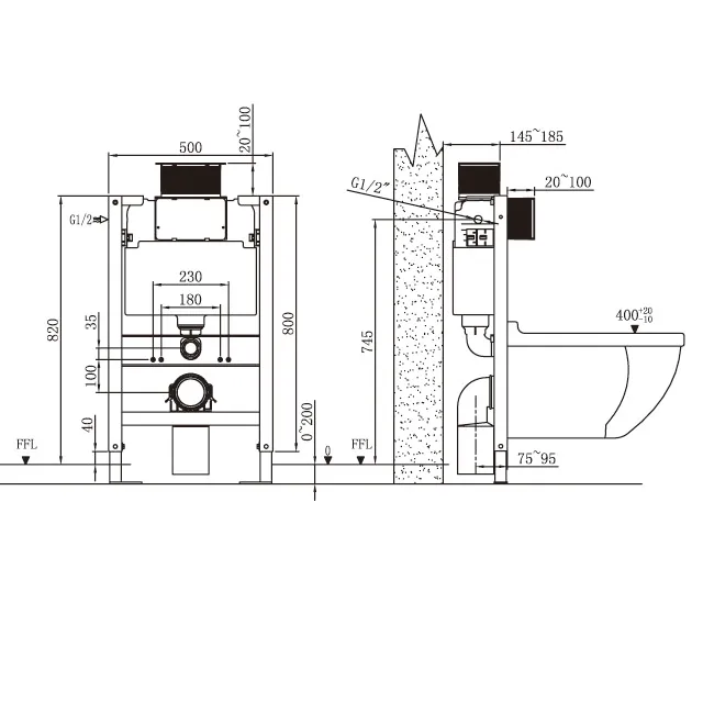 NUCA High Quality Concealed Tank Durable Bathroom Mechanical Flush System Wall Hanging Toilet Hidden Push Button Accessory