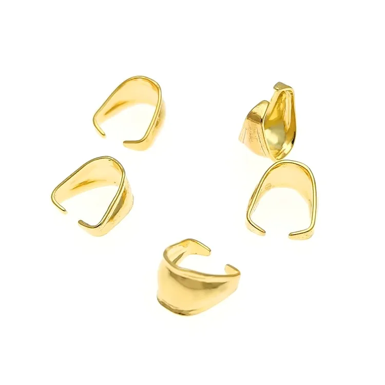 100pcs/Lot Gold Platedf Stainless Steel Melon Seed Bail Clasp Necklace Connection Buckle Pendant Clip DIY Jewelry Accessories