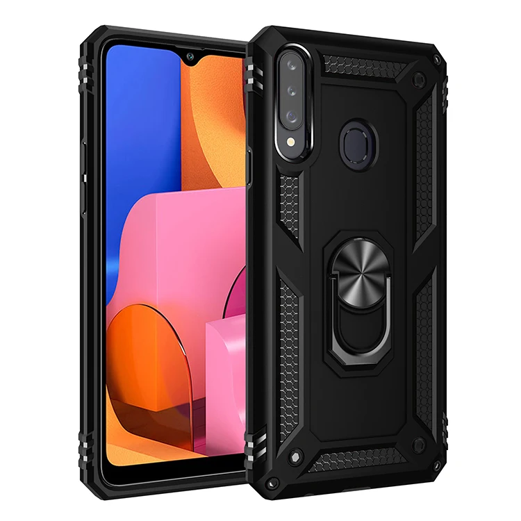 
new arrival anti skidding pc tpu combo ring holder case for samsung A20s ultra kickstand holder case 
