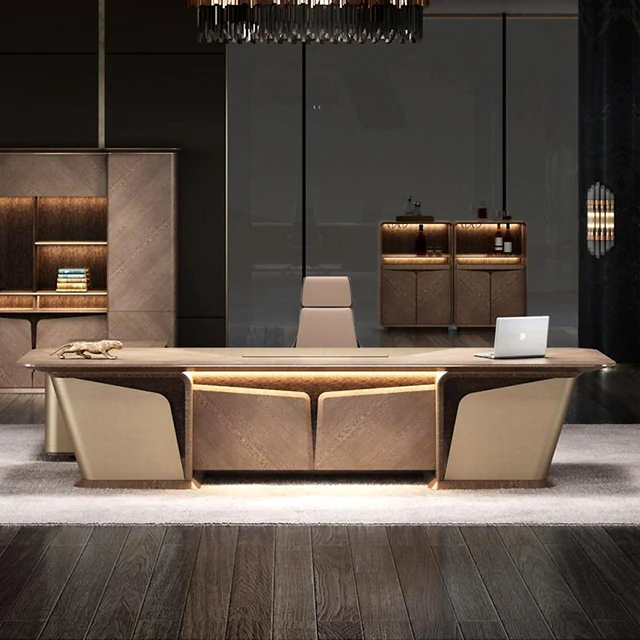 High End Quality Office Desk Wisda Commercial Office  Desks Set Expensive Luxury Office Set CEO Boss table