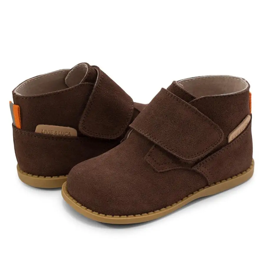 gum sole High Quality super soft barefoot flat breathable leather casual cute print western brown ankle boot for baby