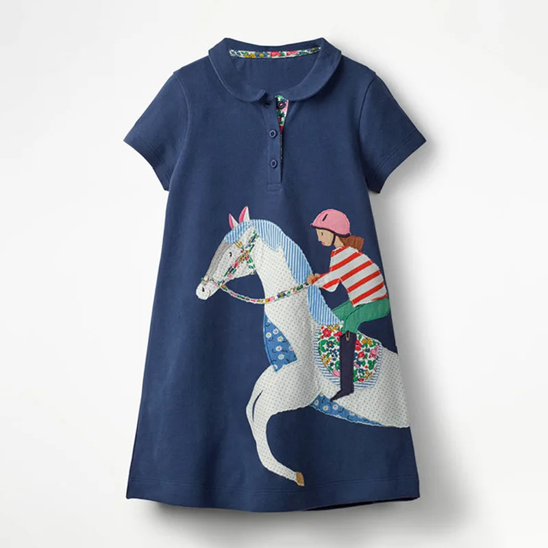 
2021 Summer girls dresses shirt dress casual cotton long unicorn dress 