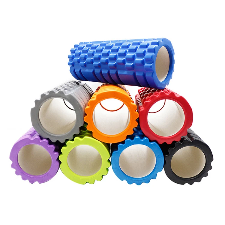 
Custom High Density Eva Foam Roller Yoga Pilates Exercise Black Round Grid Muscle Massage Hollow Foam Roller Set 