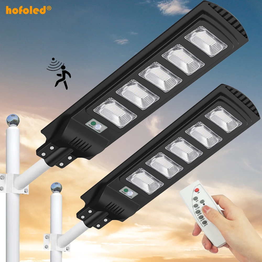 Outdoor Waterproof Pole Light Motion Sensor Remote Control Dusk to Dawn High Bright Solar Powered Luces LED Flood Lamp