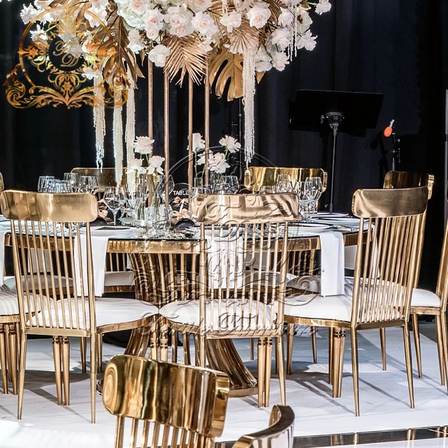 Pink Leather Seat Cushion Gold Stainless Steel Frame Wholesale Luxury Chairs For Events Wedding Party Luxury