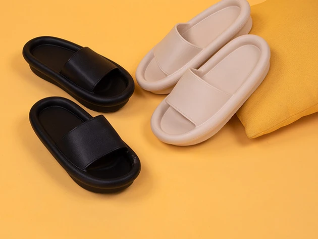 Summer new design hovercraft shape  thick sole slippers female creative candy color men soft sandals