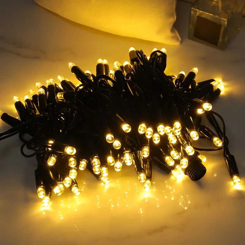 Outdoor waterproof High Quality EU OEM Christmas 220V 10M customize IP65 rubber cable LED string lights