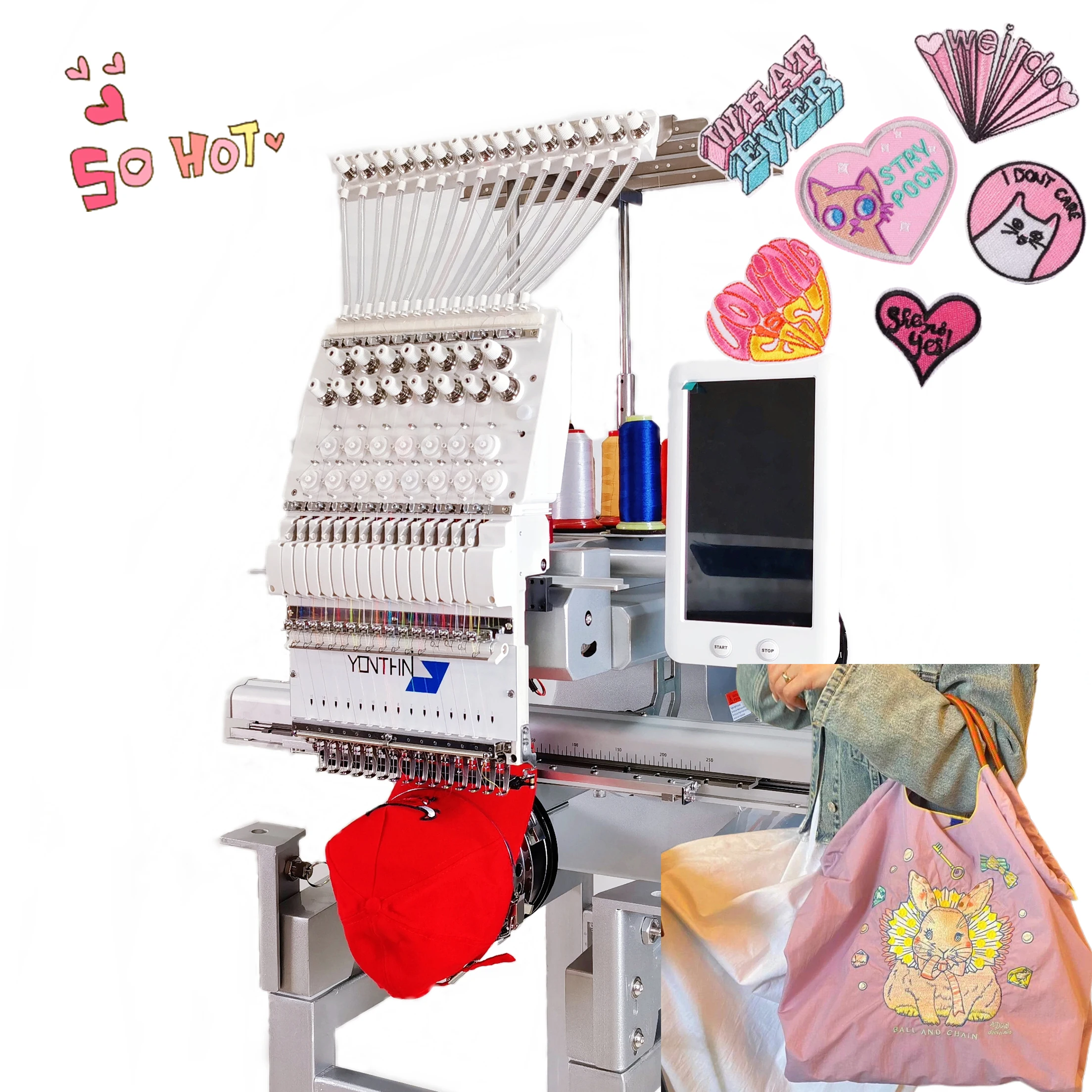 Yonthin hot recommend commercial automatic computerized embroidery machines i head for caps shirts flat maquina de bordado