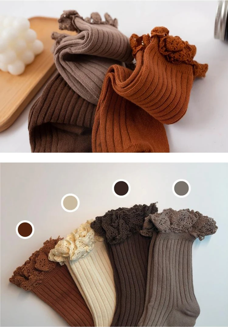 2022 New Spring Organic Cotton Crew Kids Toddler Baby Girl Ruffle Socks