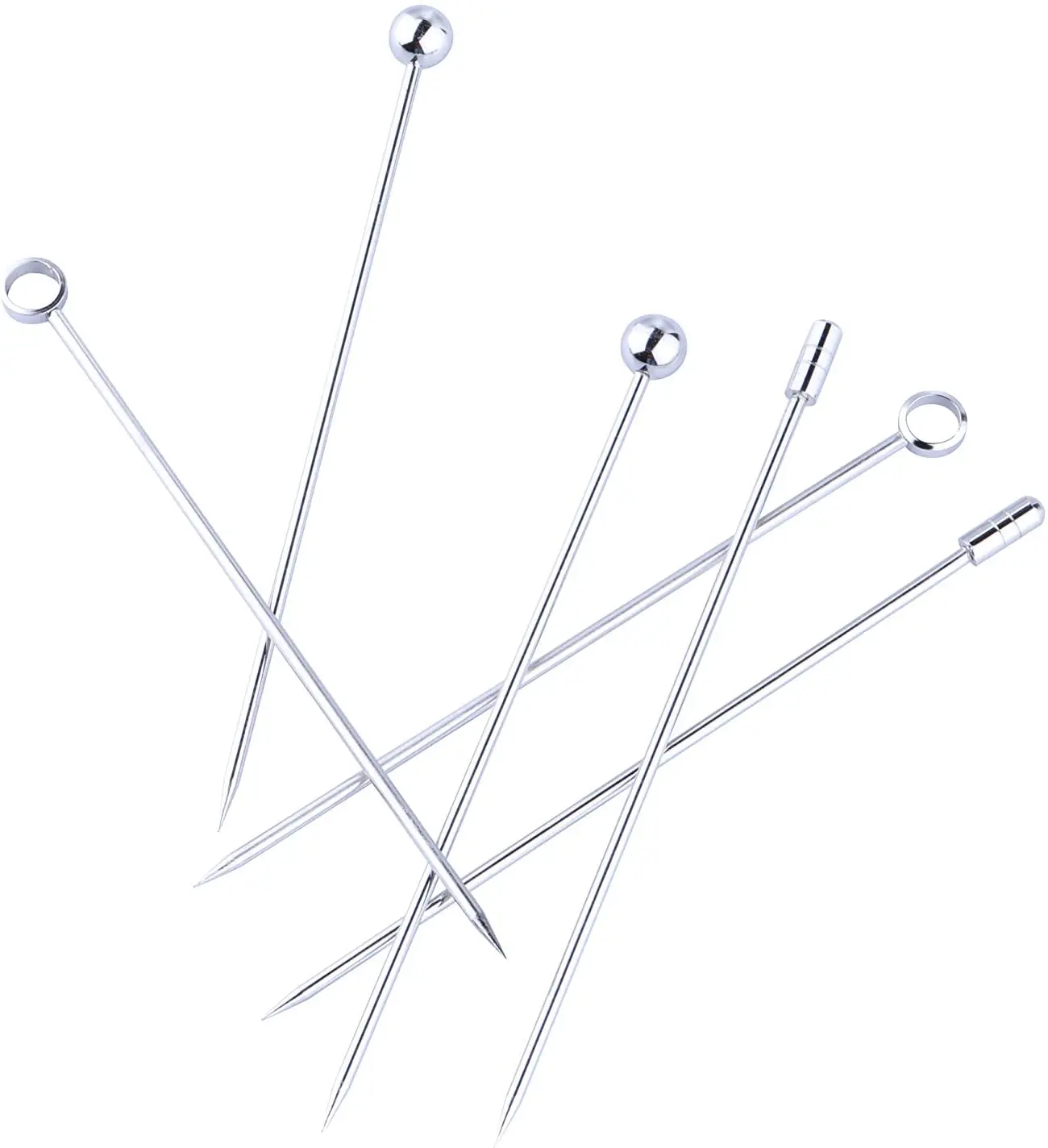 8 New Styles Stainless Steel Reusable Martini Pick set Fruit Toothpick Drink Stick