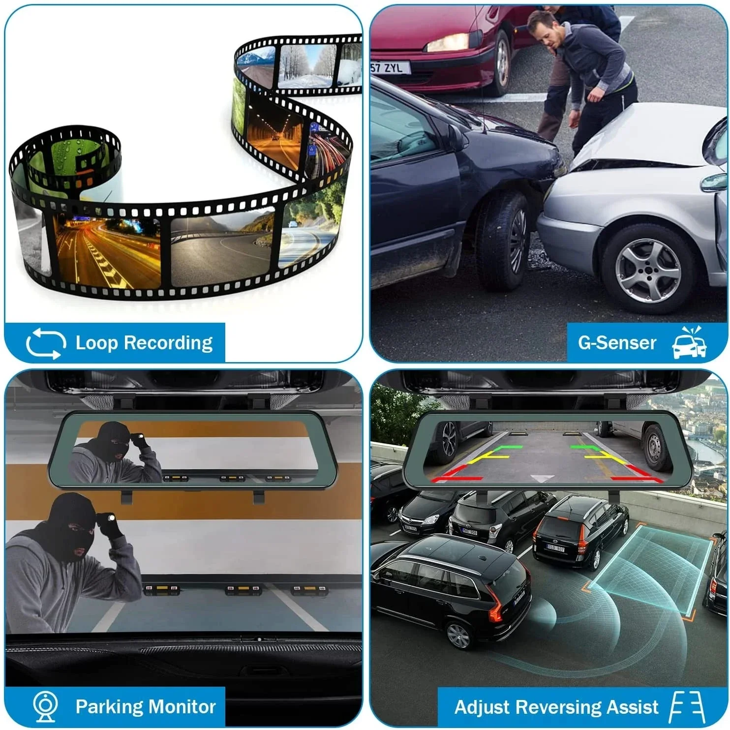 10 Inch Touch Screen Stream Media Car DVR Dash Cam Dual Lens Rear View Mirror Auto Dashcam Video Recorder Car HD Dash Camera