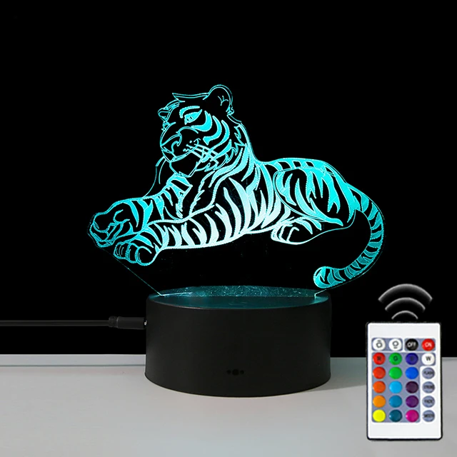 RGB дистанционное управление 3D Тигр Светодиодная настольная лампа ночник для детей
