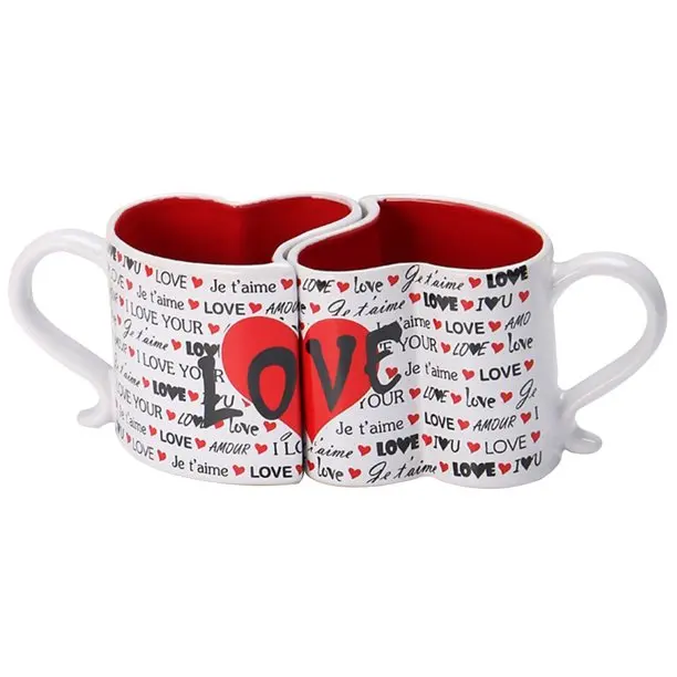 red heart shaped mug ceramic for promotional cute design OEM ODM logo luxury nordic tea coffee milk cup