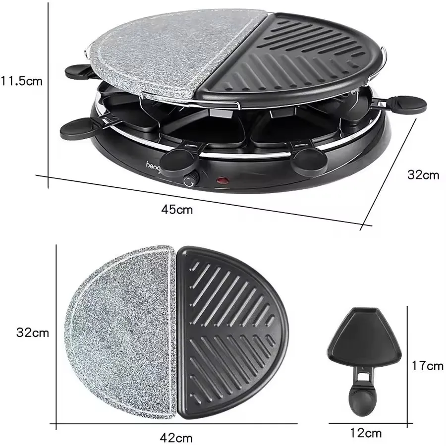 Stone Plate Smokeless electric bbq grill 8Mini Pans Korean Style bbq Non-Stick Griddle Plate Raclette Grill