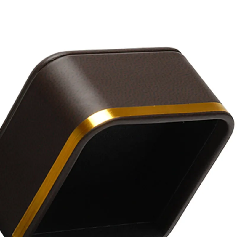 Black gold edge luxury custom logo pu leather jewelry box