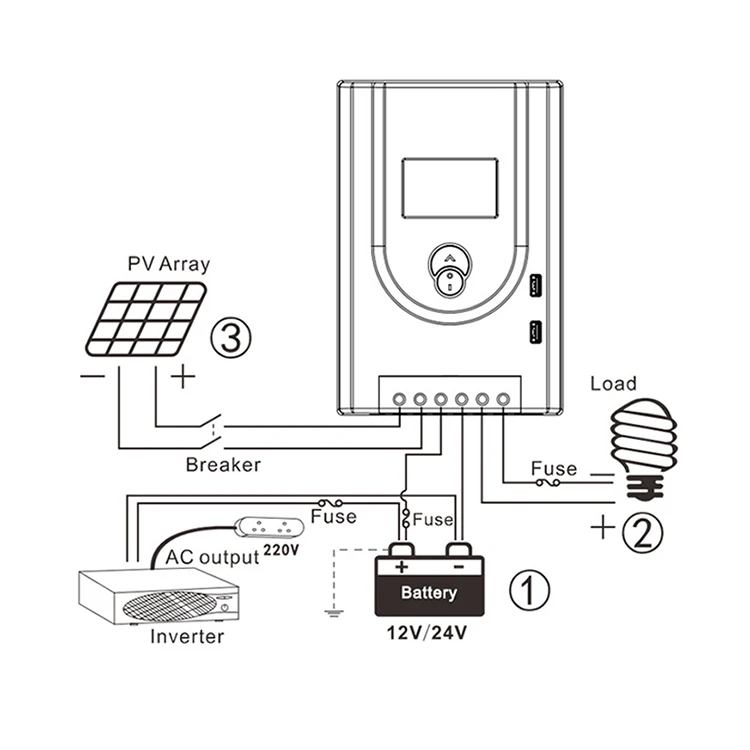 GOOTU Lithium Ion Battery Solar Charger LCD Display12V 24V 10A MPPT Solar Charge Controller With USB Output