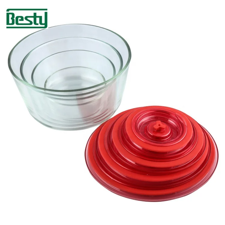 Pyrex Glass Food Container  vacuum cover lid /Heat Resistant Glass Food Storage Container with plastic  lid