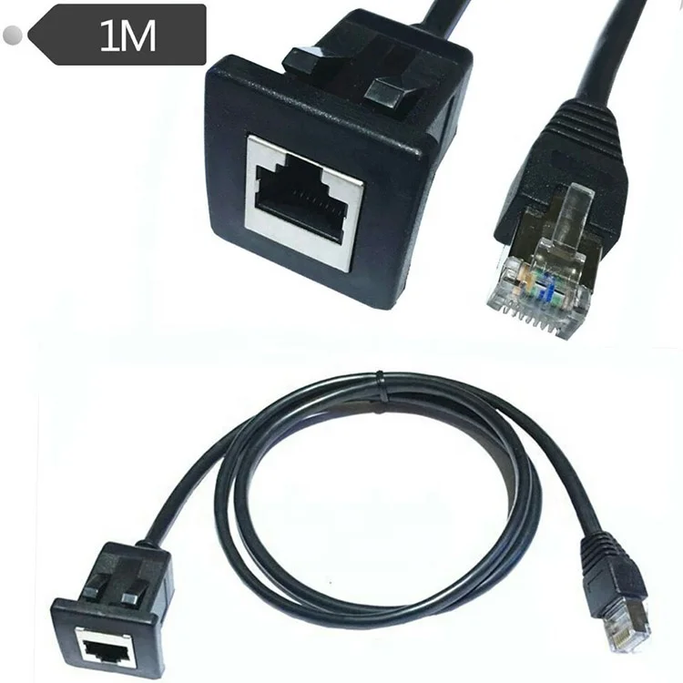 Панельный монтажный кабель, RJ45 штекер-гнездо LAN Ethernet сеть Cat 5e панельный монтажный кабель для сети и компьютера, 1 м или 2 м, черный