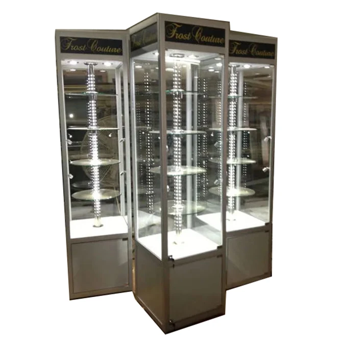 Rotating Display Cabinet Case/ MDF Wood Store Counter Vitrine/Shopping Mall Glass Display Showcase