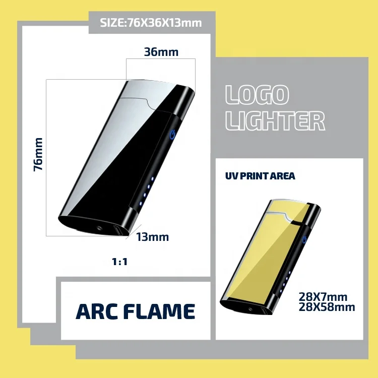 Windproof Personalised Usb Electronic Flameless Cigarette Lighter with Led Light