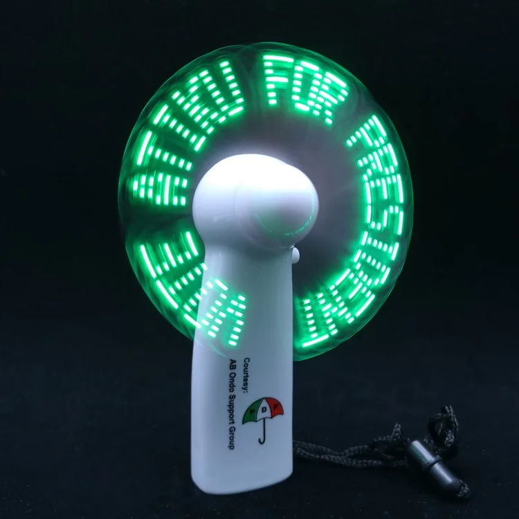 Advertising Promotion Gifts Handheld Portable Fan with LED Logo Cooling Patriotic Light up Mini LED Message Fan