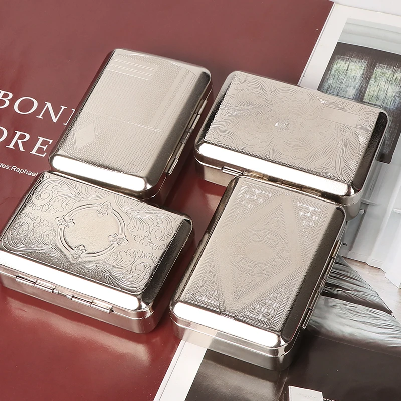 Erliao New Fashion Metal Storage Tobacco Case Classic Square Design for Wholesale Cigarette Case