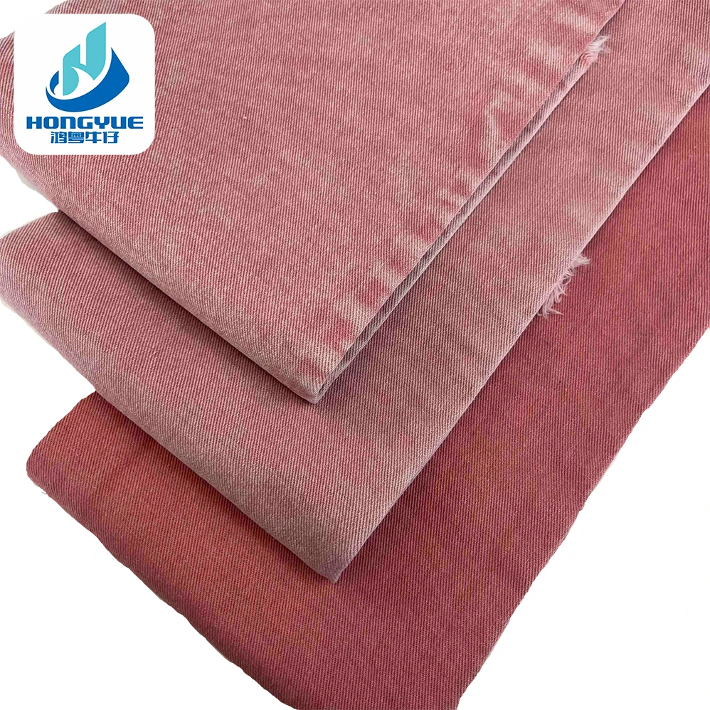 10.5oz Sustainable Fashion Color Twill Denim Garment Fabric High Quality Pink Jean Material Fabric
