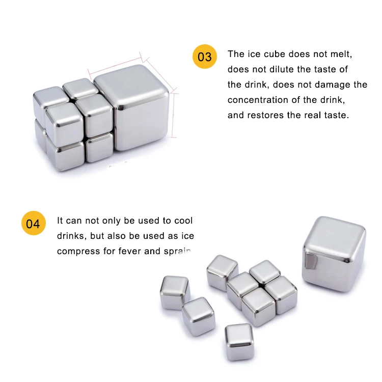 Beeman Reusable Chilling Whiskey Stones Stainless Ice Cube Chilling Rocks