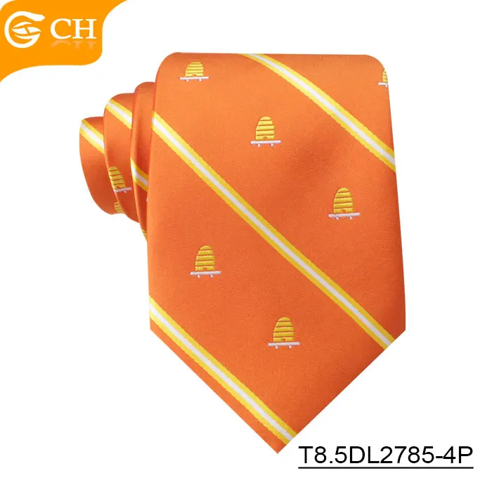 OEM ODM Service Yarn-dyed Woven Ties Striped Blue Orange  Multicolored Jacquard  Neckties Mens Polyester Custom Logo Ties