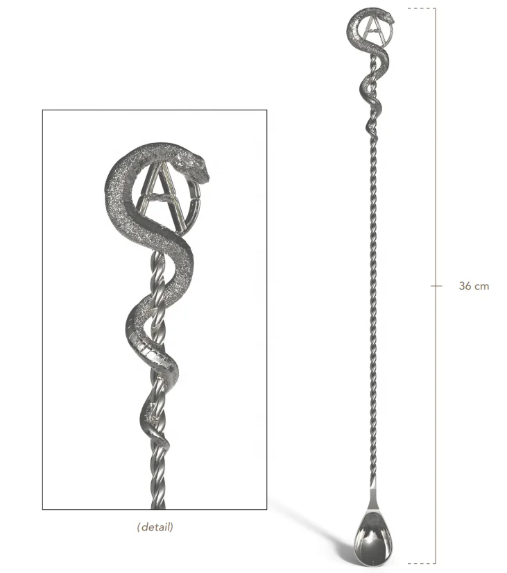 Изготовленная на заказ формованная/вырезанная 3D верхняя панель из нержавеющей стали смешивающая длинная Витая Ложка для смешивания ликера